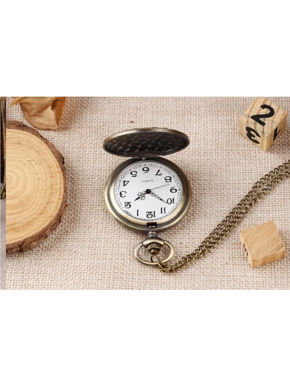 Mens Gold Analog Quartz Military Shape Pendant Necklace Round Case Pocket Watch